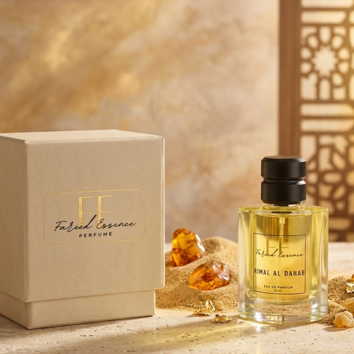 Rimal Al Dahab perfume with its gift box